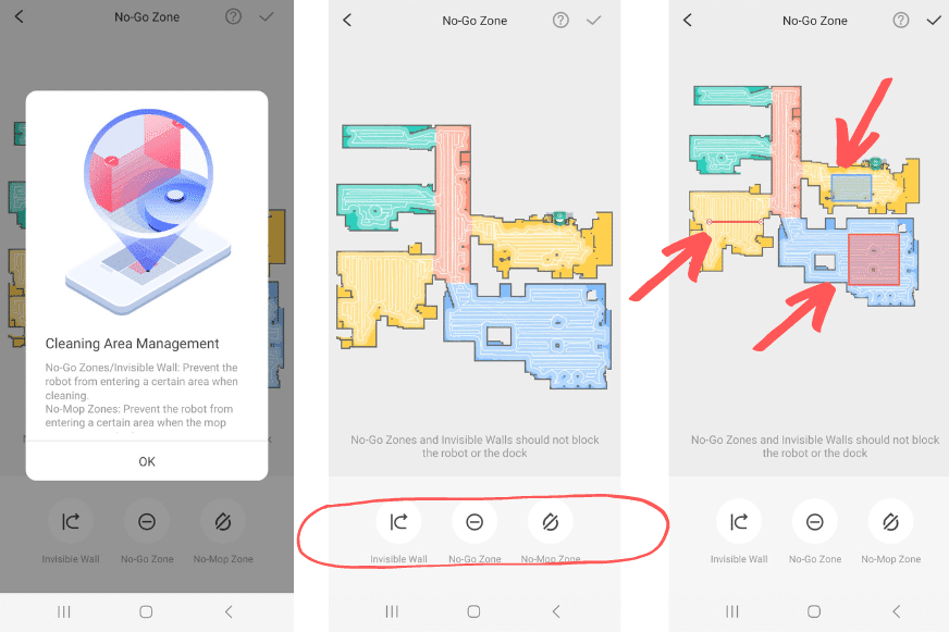 Настройка запретных зон осуществляется в приложении Roborock для Q Revo. 